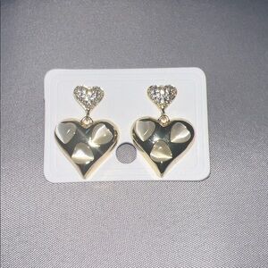 Gold with Mother of Pearl Heart Earrings